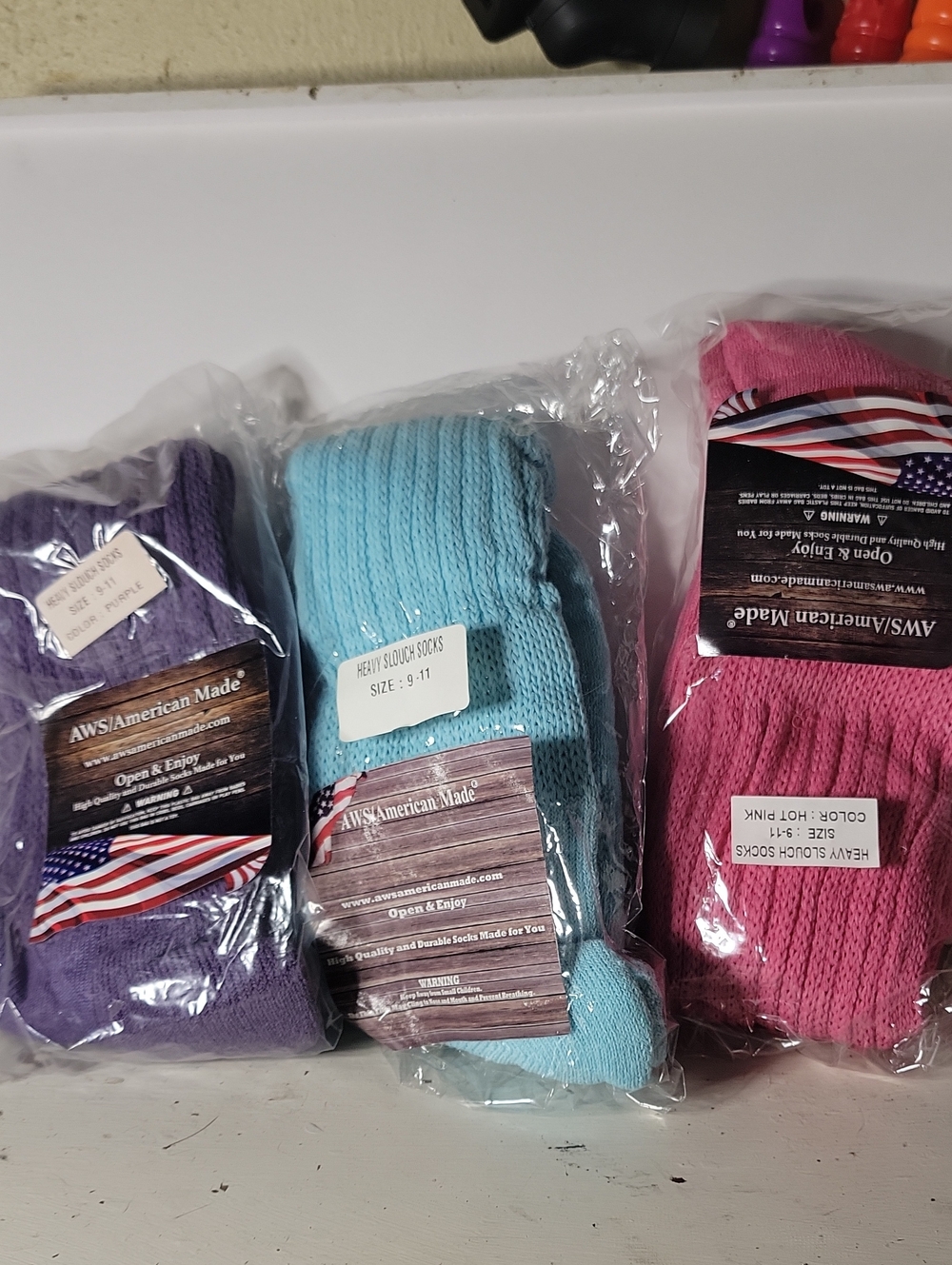 Heavy Slouch Socks - Blue Pink And Purple